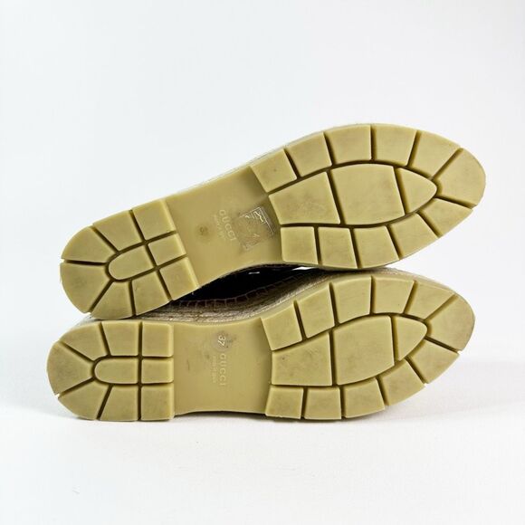 GUCCI Red Marmont Platform Espadrille 37 US 7 Matelasse Leather Quilted Flat - Picture 9 of 13